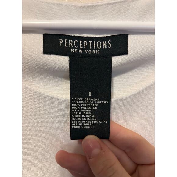 Perceptions Women Sectioned Blouse (White, Columbia, Navy) | Size 8 | Excellent - Picture 4 of 4